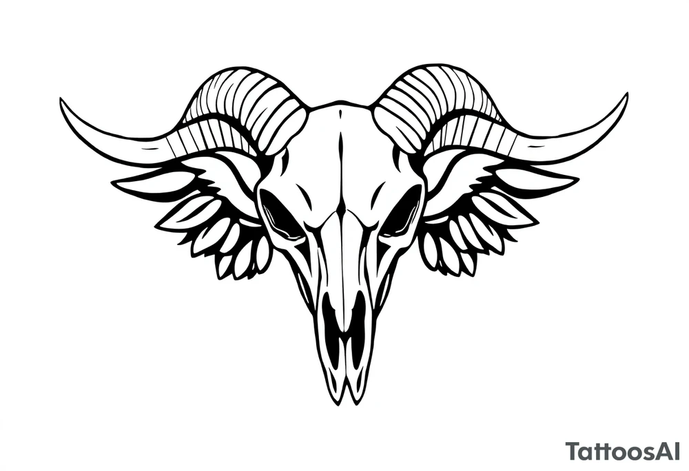 goat skull odd crying angel un tattoo idea