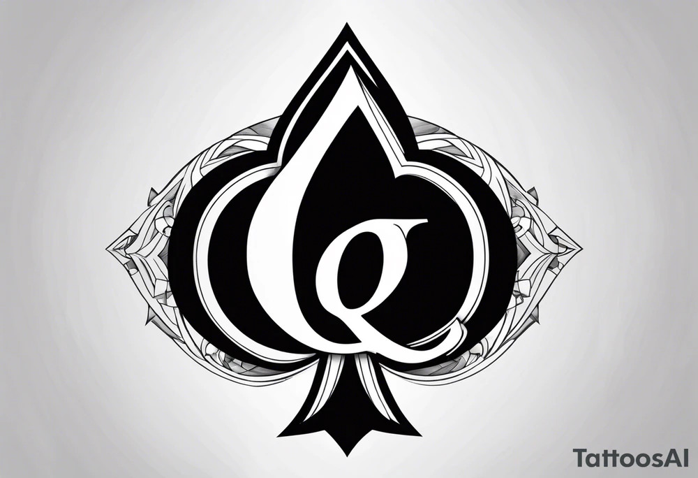 A spades design, with the letter Q embedded in the center. tattoo idea