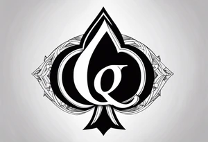 A spades design, with the letter Q embedded in the center. tattoo idea