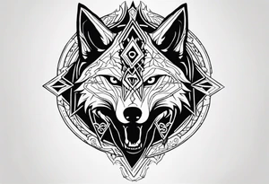 a wolf revealing its skull inspired by elden ring in neo tribal and sigil style tattoo idea