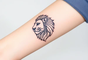 A highly detailed line-art Czech lion, with intricate patterns in its mane and subtle golden shading for a regal look. tattoo idea