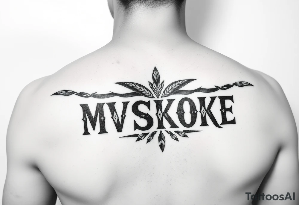 “MVSKOKE” shaded with Native American pattern tattoo idea