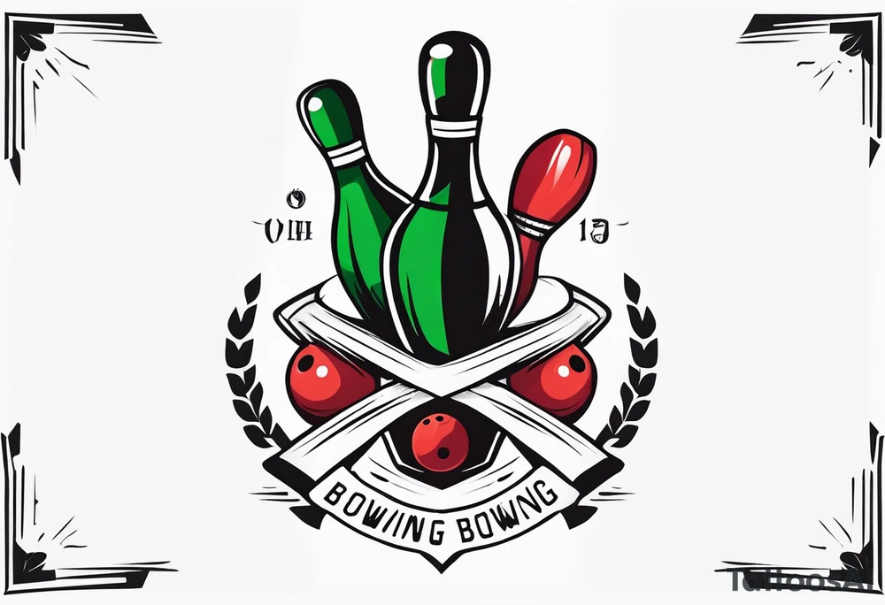 Bowling theme and family crest tattoo idea