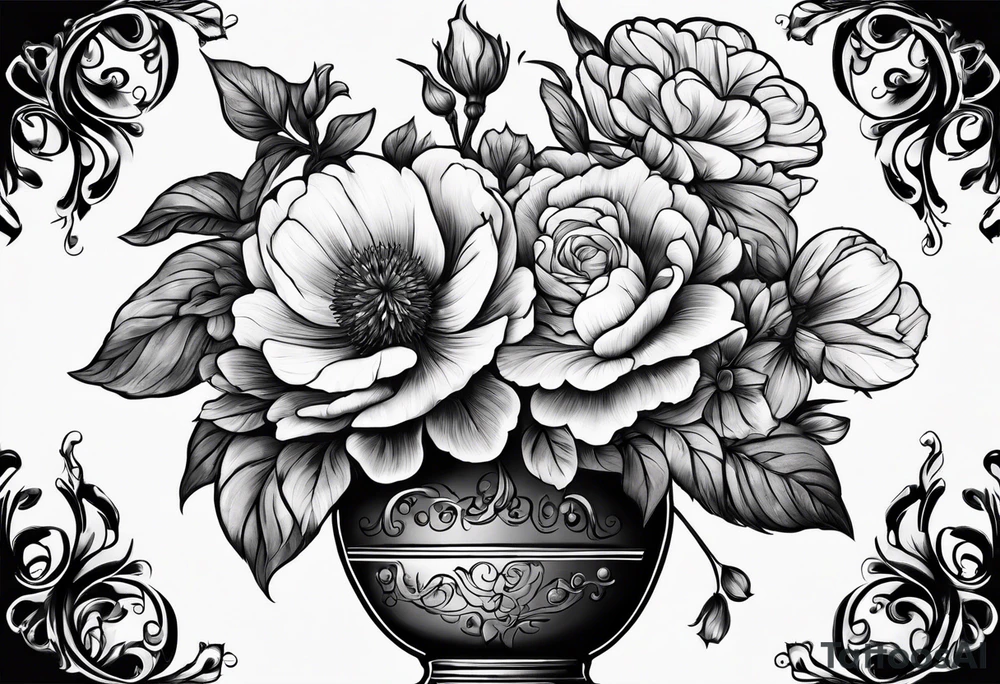 dead flower in a vase tattoo idea