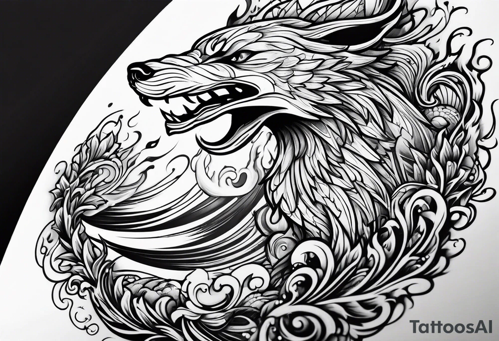 flowing water and fire tattoo tattoo idea