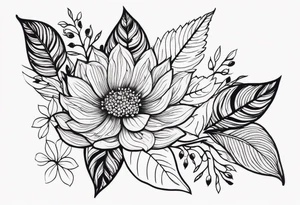 Leaves with Flower Details Long tattoo idea