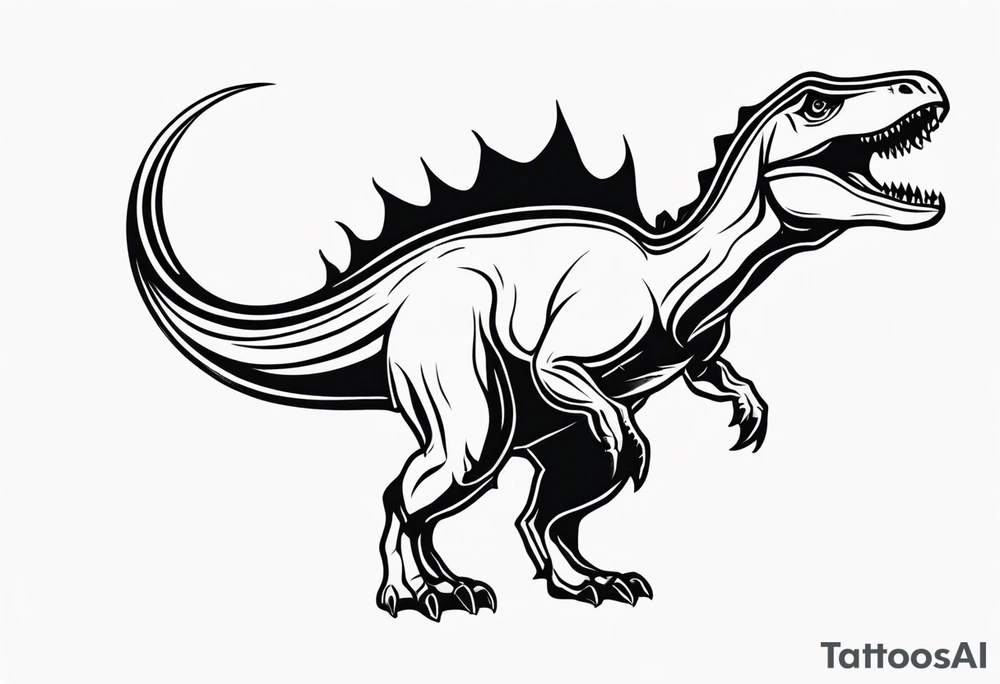 dinosaur with flames tattoo idea