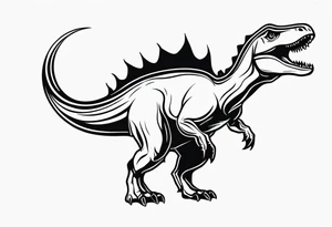 dinosaur with flames tattoo idea