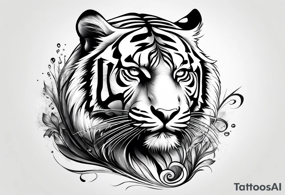 minimalist tiger near water tattoo idea