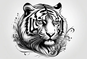 minimalist tiger near water tattoo idea