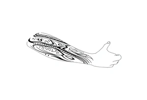 tribal pattern
and bands welsh black and white shading full sleeve simple tattoo idea