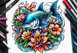 sea, flower tattoo idea