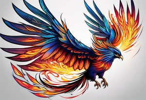 russian firebird phoenix in-flight with very long fancy tail "Isaiah 43: 18-19" tattoo idea