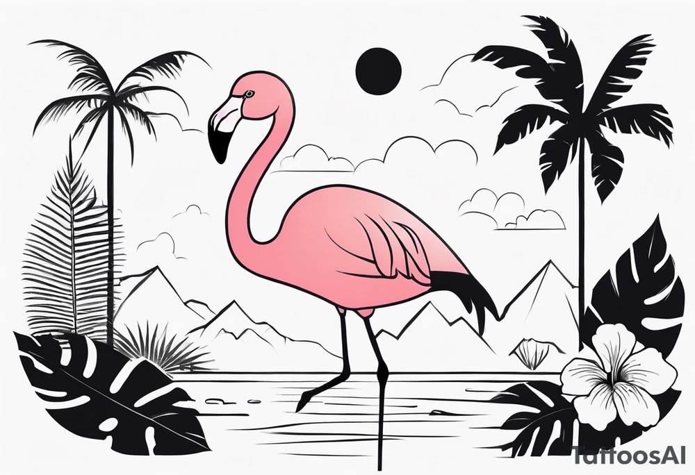 cute flamingo tattoo idea