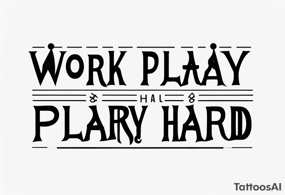 I want a tattoo containing the following two words "work hard" and "play hard". tattoo idea