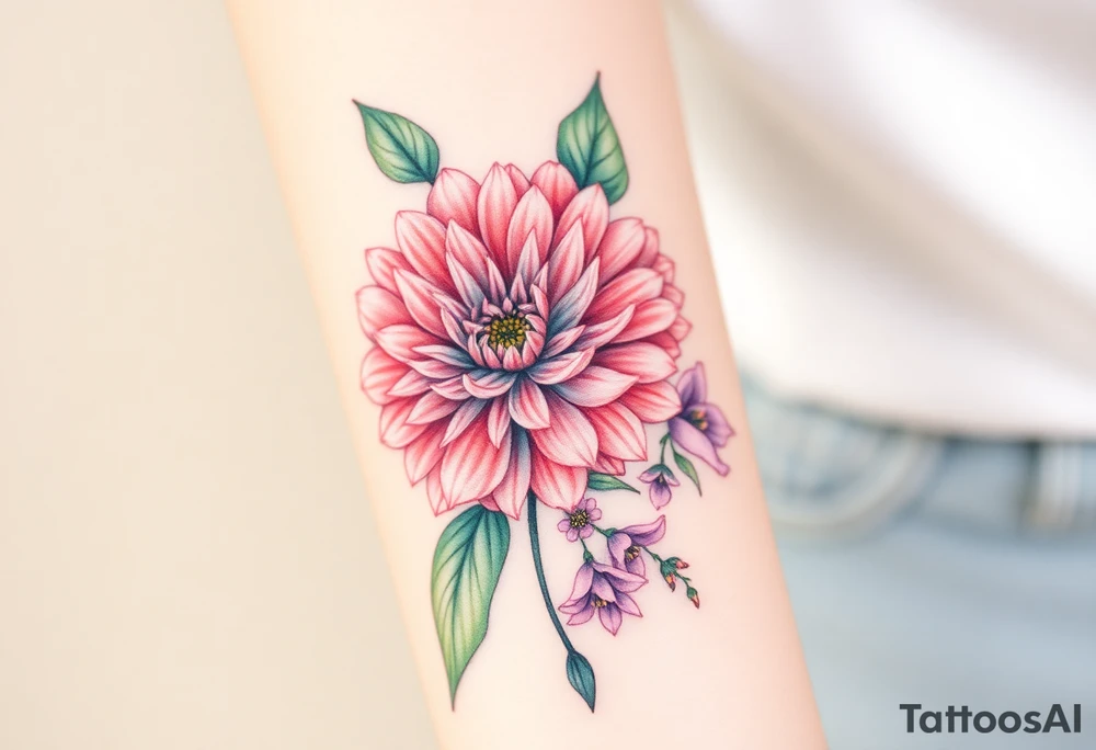 Chrysanthemum, peony, and larkspur. tattoo idea