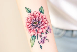 Chrysanthemum, peony, and larkspur. tattoo idea