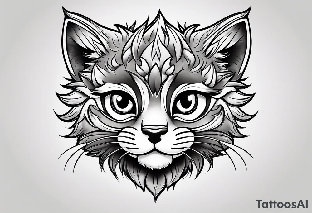 Super cute cartoon happy wildcat cub tattoo idea