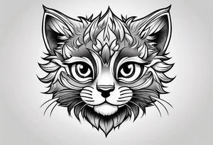 Super cute cartoon happy wildcat cub tattoo idea