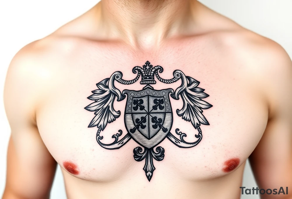 Powerful Irish family crest for Smith. Full chest tattoo tattoo idea