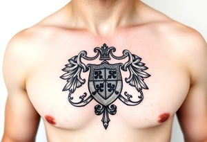 Powerful Irish family crest for Smith. Full chest tattoo tattoo idea