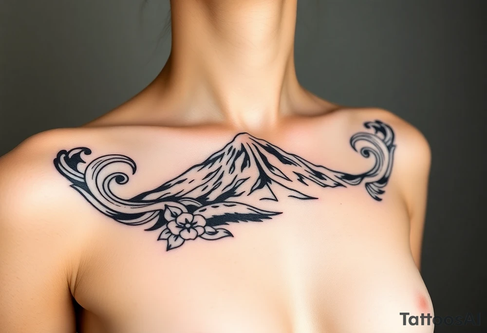 Traditional Māori Mt Taranaki chest tattoo tattoo idea