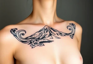 Traditional Māori Mt Taranaki chest tattoo tattoo idea