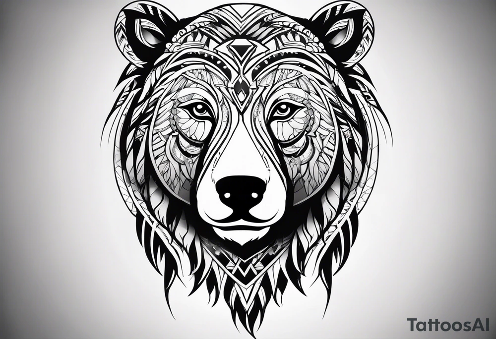 Simple female tribal bear face tattoo idea