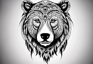 Simple female tribal bear face tattoo idea