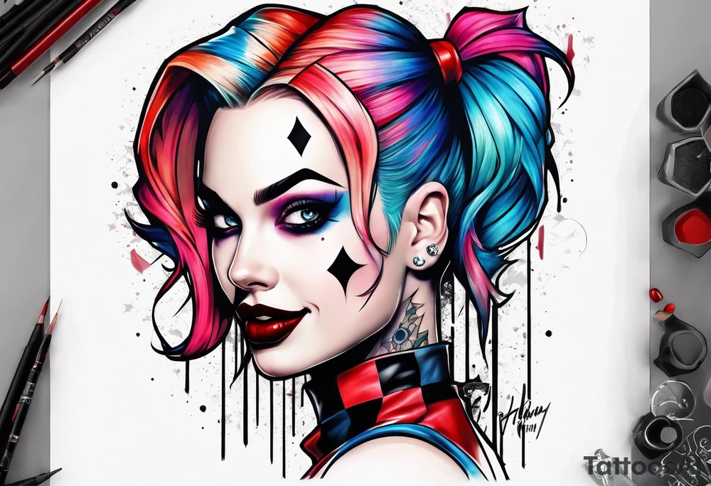 Pinup Harley Quinn tattoo idea