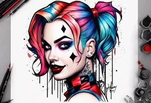 Pinup Harley Quinn tattoo idea