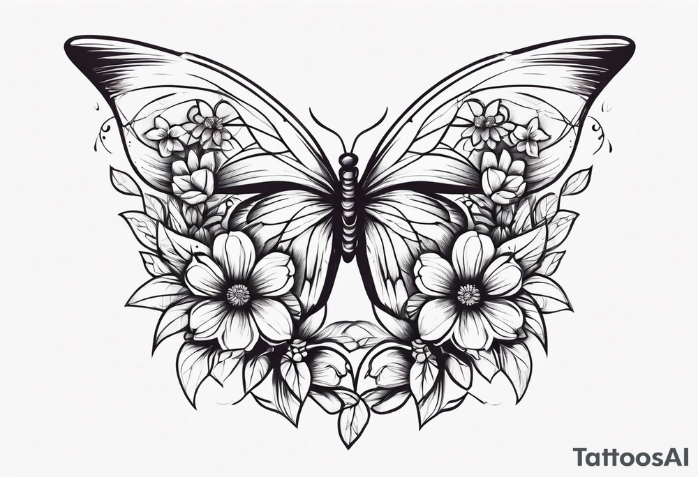 rib cage with 

 flowers and butterflies
simple design minimal sketch tattoo idea