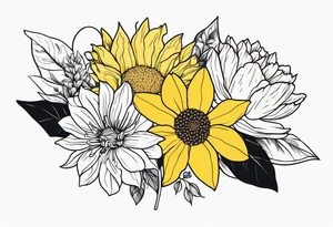Sunflower daffodil, daisy, rose Adler, chrysanthemum, holly tattoo idea