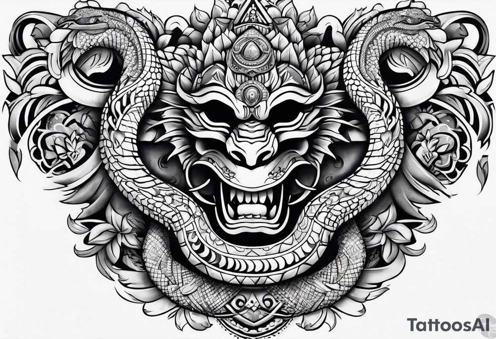 aztec snake sleeve tattoo idea