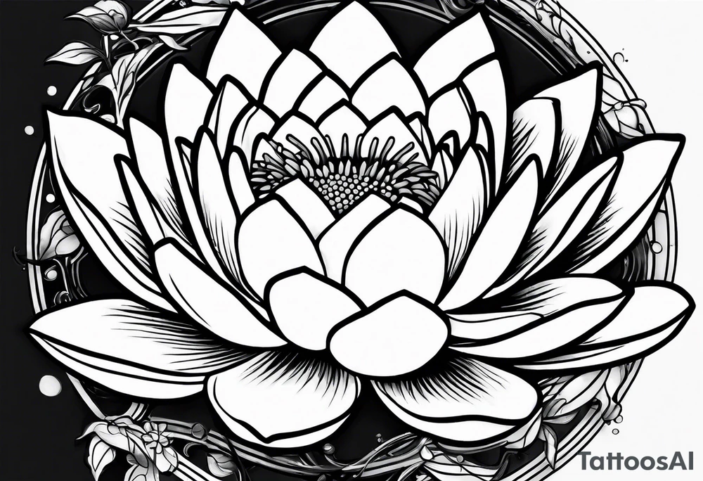 single line water lily tattoo, very simple tattoo idea