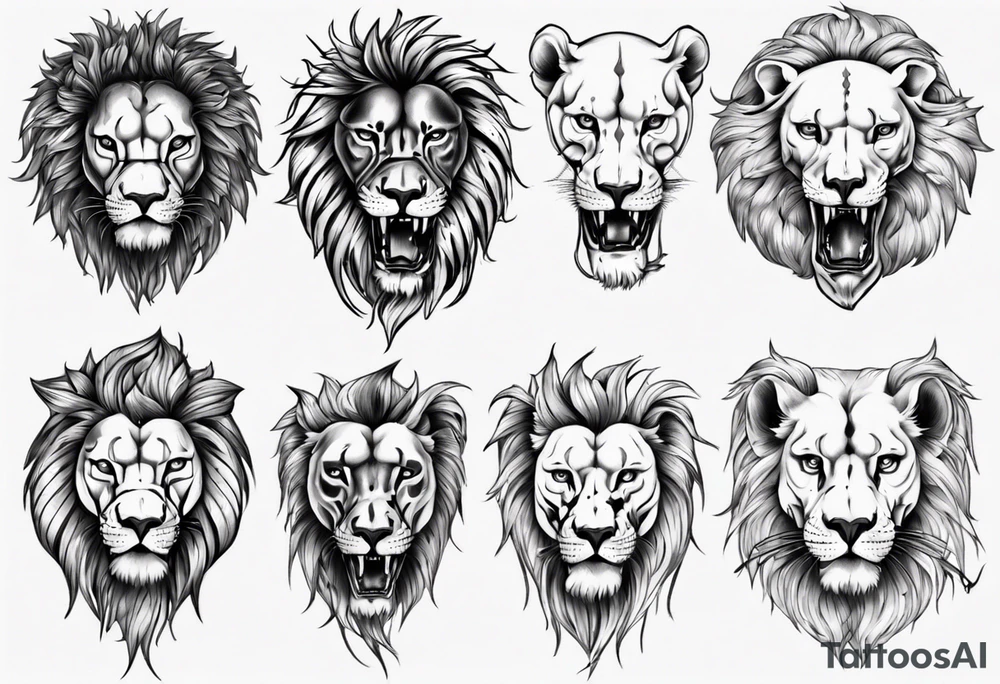 Lion skull tattoo and leqves tattoo idea