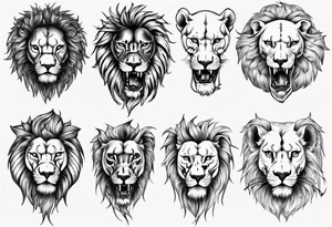 Lion skull tattoo and leqves tattoo idea