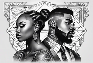 Black man and women together tattoo idea