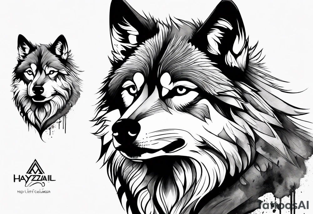 Injured wolf tattoo idea