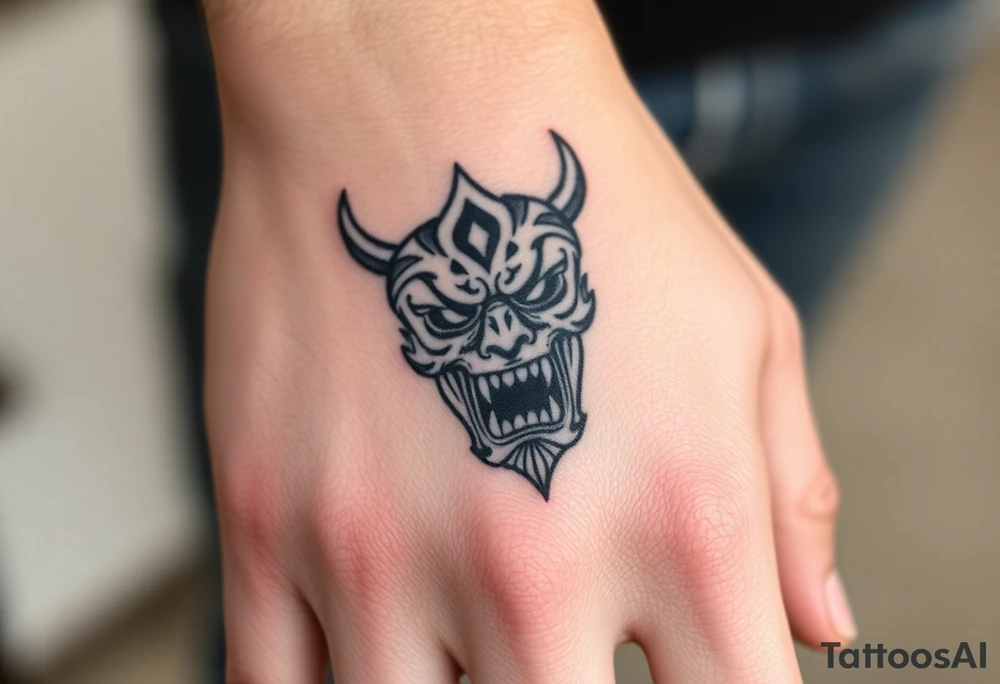 A Japanese mask that screams in pain tattoo idea