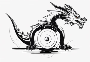 Dragon that melts a dumbbell tattoo idea