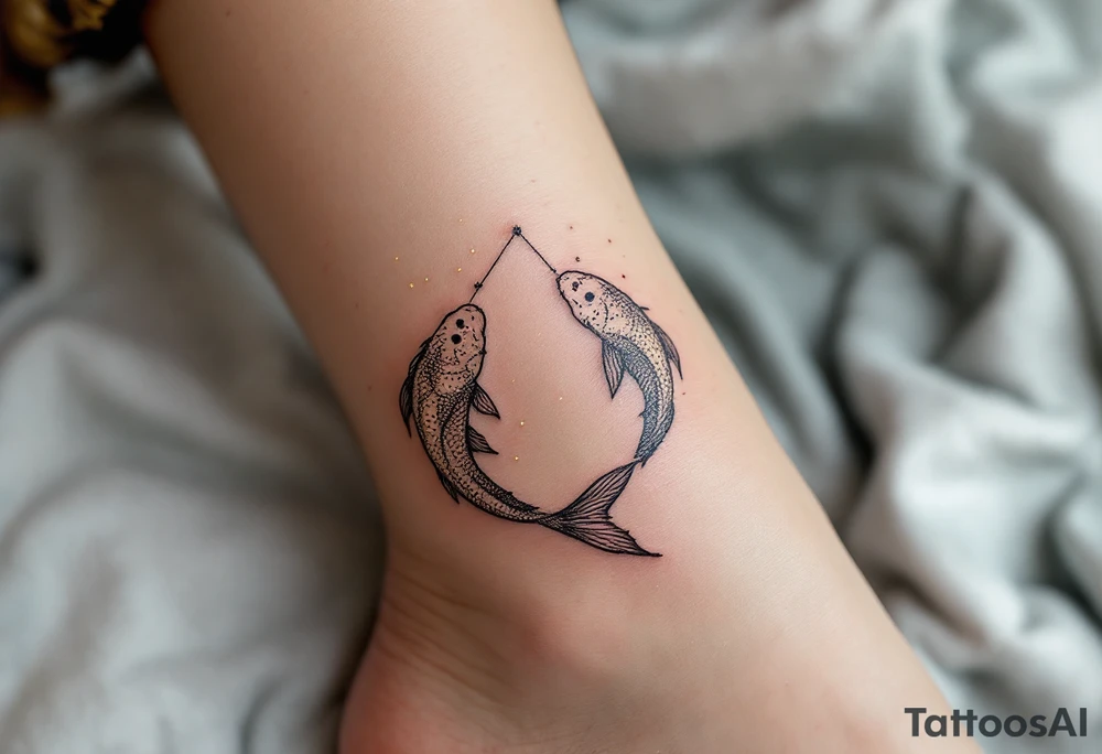 This Pisces tattoo features the constellation in shimmering gold ink, blending cosmic beauty with astrological meaning. tattoo idea