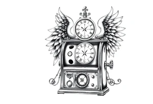 Slot machine with compass and clock with angel wings tattoo idea