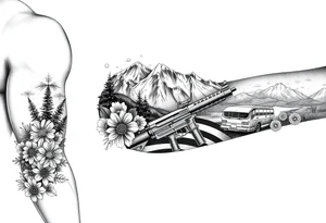 Nature mountains January, November,September, july birth flowers, car parts guns American flag, river eyes tattoo idea