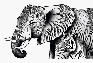 Elephant and tiger tattoo idea