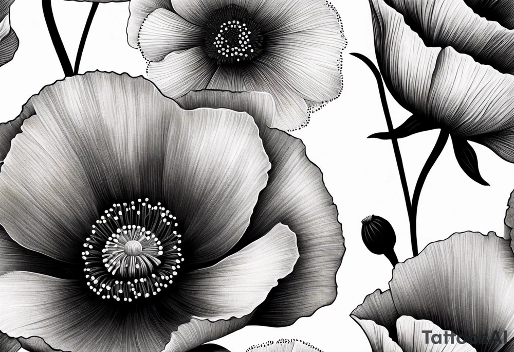 Poppy bouquet tattoo idea