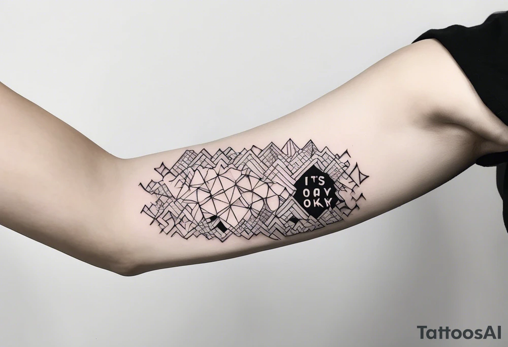 Phrase "It's okay not to be okay" on the arm below the forearm tattoo idea
