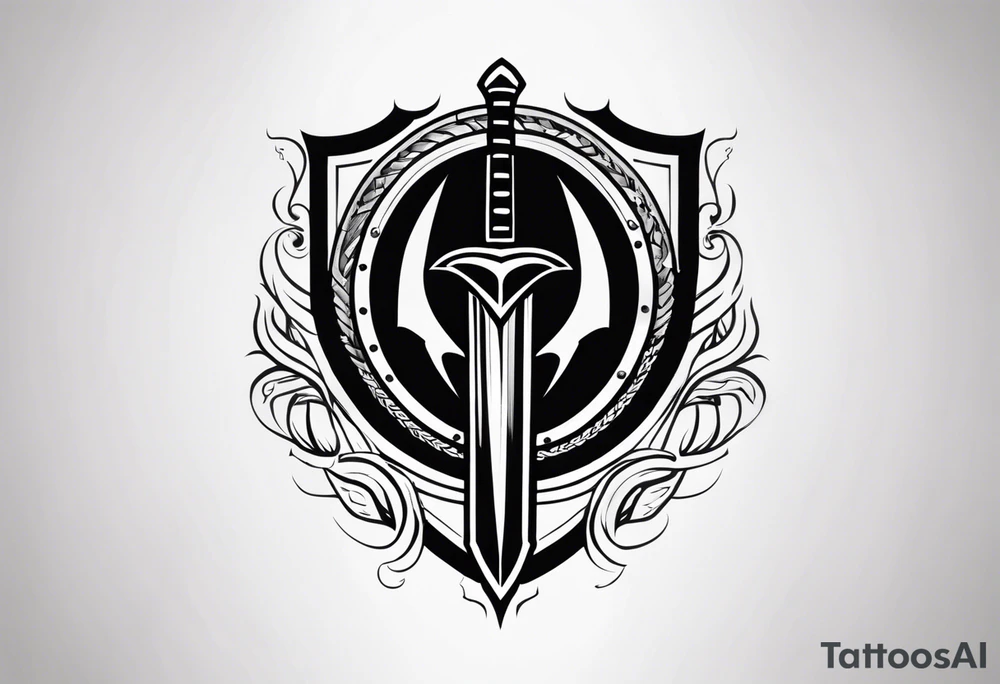 Valhalla sword shield lightning tattoo idea
