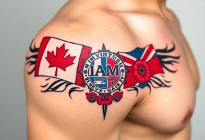 I AM Invictus Games tattoo with Canada and UK flag. Include poppies and RAF logo tattoo idea