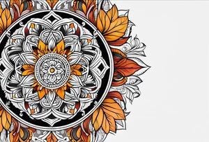 simple male virgo mandala elbow tattoo in fall colors tattoo idea